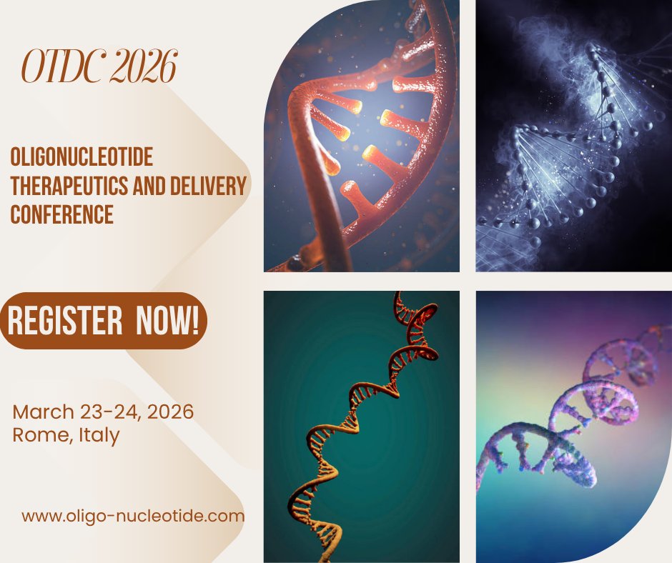 Join us on the 23 March, 2026 at Rome, Italy for the OTDC 2026, 
OLIGONUCLEOTIDE THERAPEUTICS AND DELIVERY CONFERENCE

on March 23-24, 2026 in Rome, Italy

Website: oligo-nucleotide.com