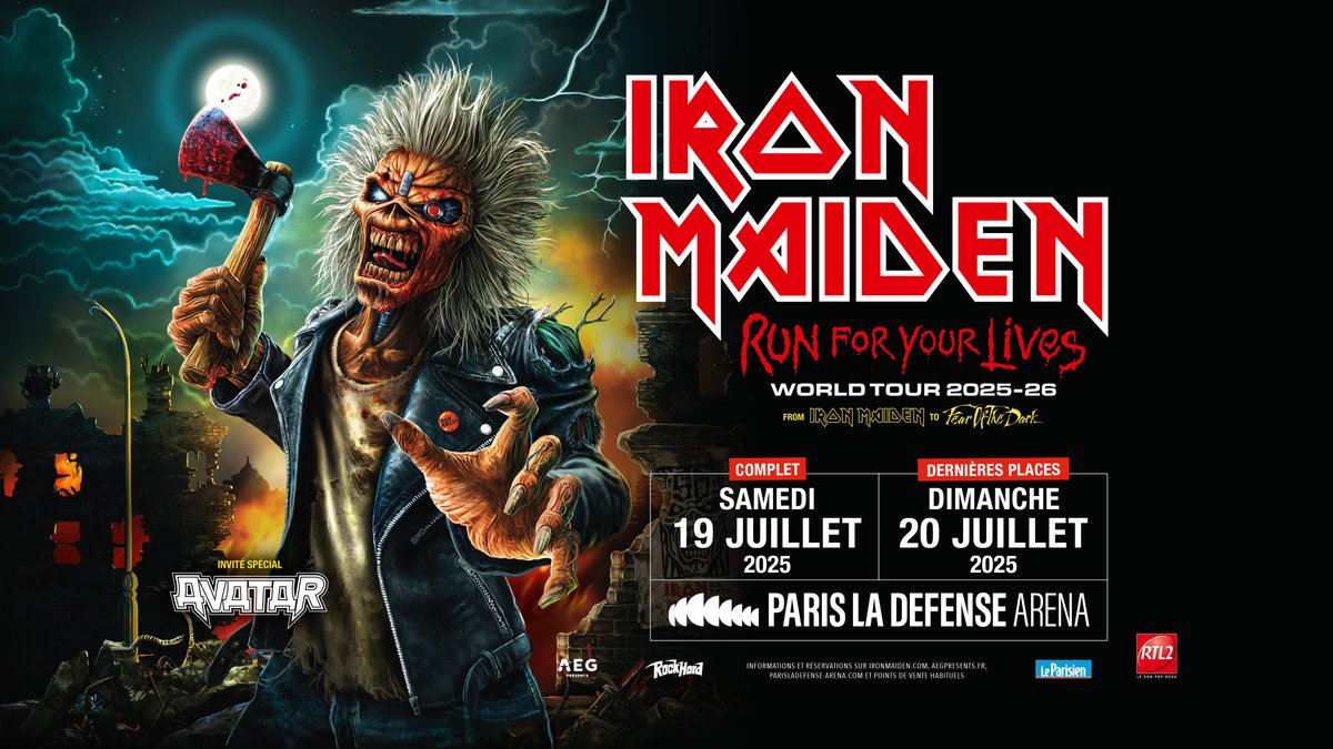 AEG Presents France (@aegpresentsfr) on Twitter photo J-17 avant la première date de Iron Maiden à Paris La Défense Arena le 19 juillet et c’est 🔥COMPLET 🔥
🎟️ Pour les indécis.e.s, dépêchez-vous, il reste une poignée de places le lendemain pour leur seconde date le 20 juillet : aegpresents.fr/event/iron-mai… J-17 avant la première date de Iron Maiden à Paris La Défense Arena le 19 juillet et c’est 🔥COMPLET 🔥
🎟️ Pour les indécis.e.s, dépêchez-vous, il reste une poignée de places le lendemain pour leur seconde date le 20 juillet : aegpresents.fr/event/iron-mai…