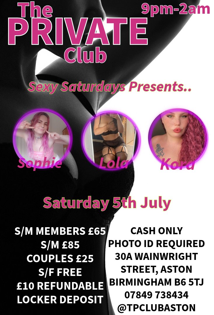 ThePrivateClub (@tpclubaston) on Twitter photo What a Sexy Saturday Night!
Join <a href="/LolaHostess/">Lola</a> <a href="/sophies_tiddies/">soph ✨💫💖</a> and <a href="/KoraTheExploere/">KoraTheExplora</a> for some sexy Saturday night fun!
9pm-2am
Call 07849 739 434 or 0121 328 3284 to Join the party!
theprivateclub.com/party-bookings…
<a href="/privatetodger/">#PrivateTodger</a> <a href="/SuzannahPrivate/">Suzannah#PrivateClub</a> <a href="/JLP_officialxxx/">J.L.P.</a> <a href="/dominus_media/">Dominus Media</a> What a Sexy Saturday Night!
Join <a href="/LolaHostess/">Lola</a> <a href="/sophies_tiddies/">soph ✨💫💖</a> and <a href="/KoraTheExploere/">KoraTheExplora</a> for some sexy Saturday night fun!
9pm-2am
Call 07849 739 434 or 0121 328 3284 to Join the party!
theprivateclub.com/party-bookings…
<a href="/privatetodger/">#PrivateTodger</a> <a href="/SuzannahPrivate/">Suzannah#PrivateClub</a> <a href="/JLP_officialxxx/">J.L.P.</a> <a href="/dominus_media/">Dominus Media</a>