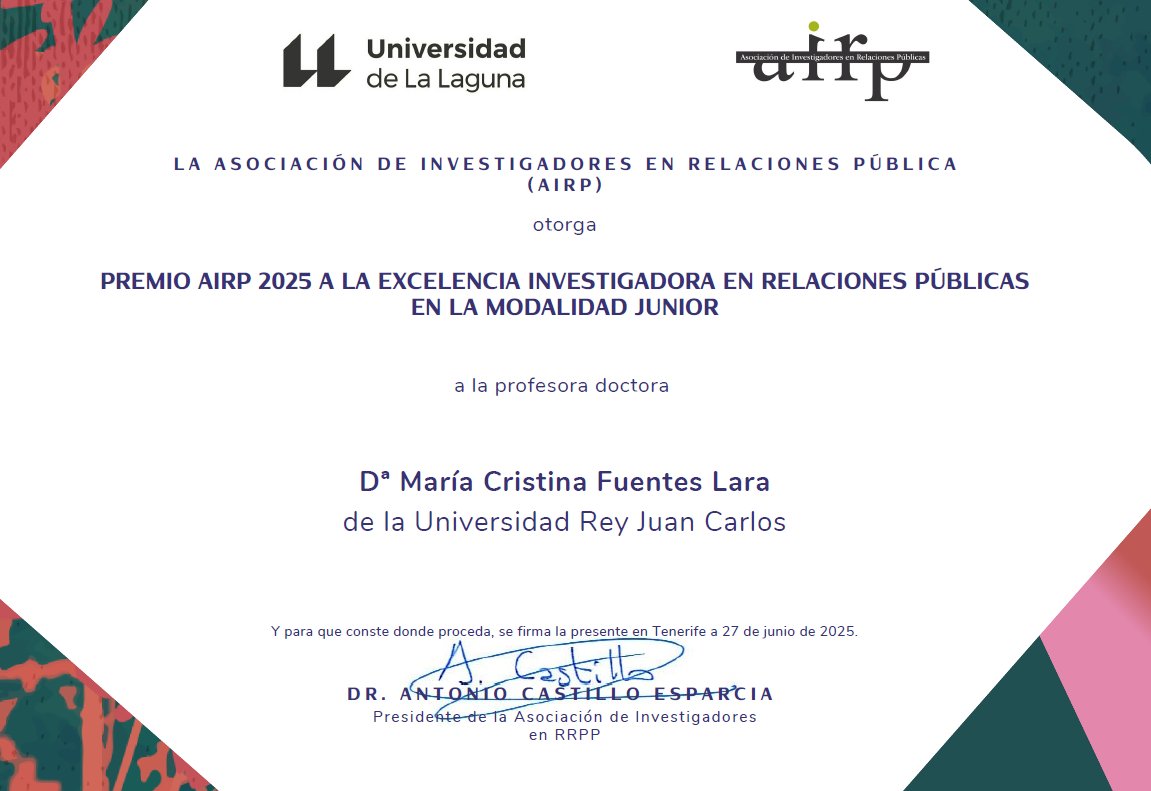 Me han concedido el Premio AIRP a la excelencia investigadora en Relaciones Públicas!!!