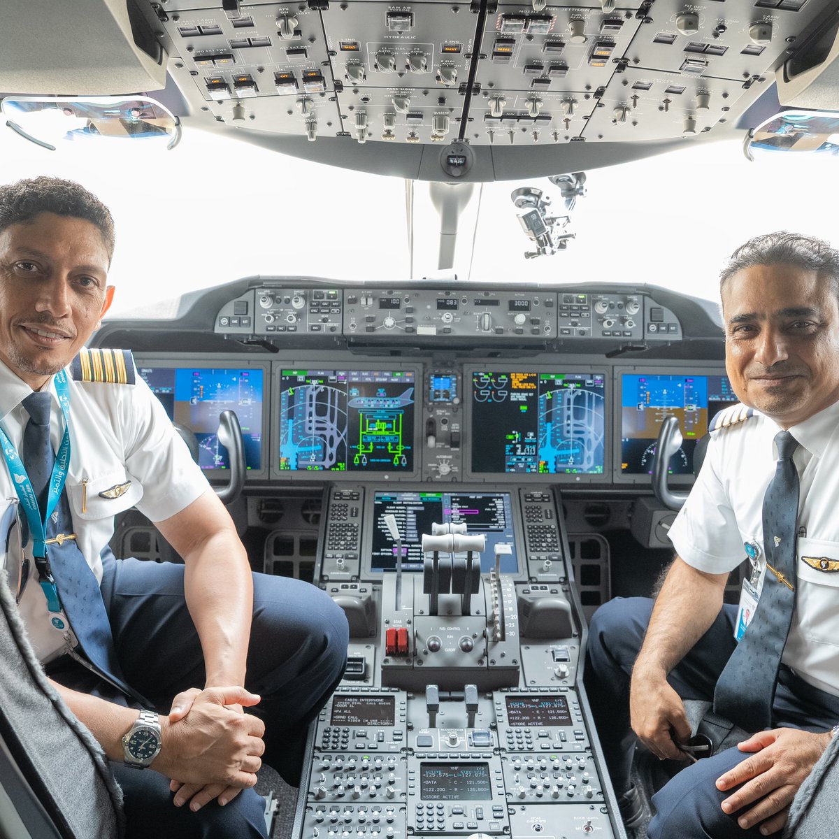 omanair's tweet photo. We love a grand entrance. 🤩✈️

Our inaugural flight to Amsterdam landed at @schiphol yesterday. https://t.co/viwYfGKdYd