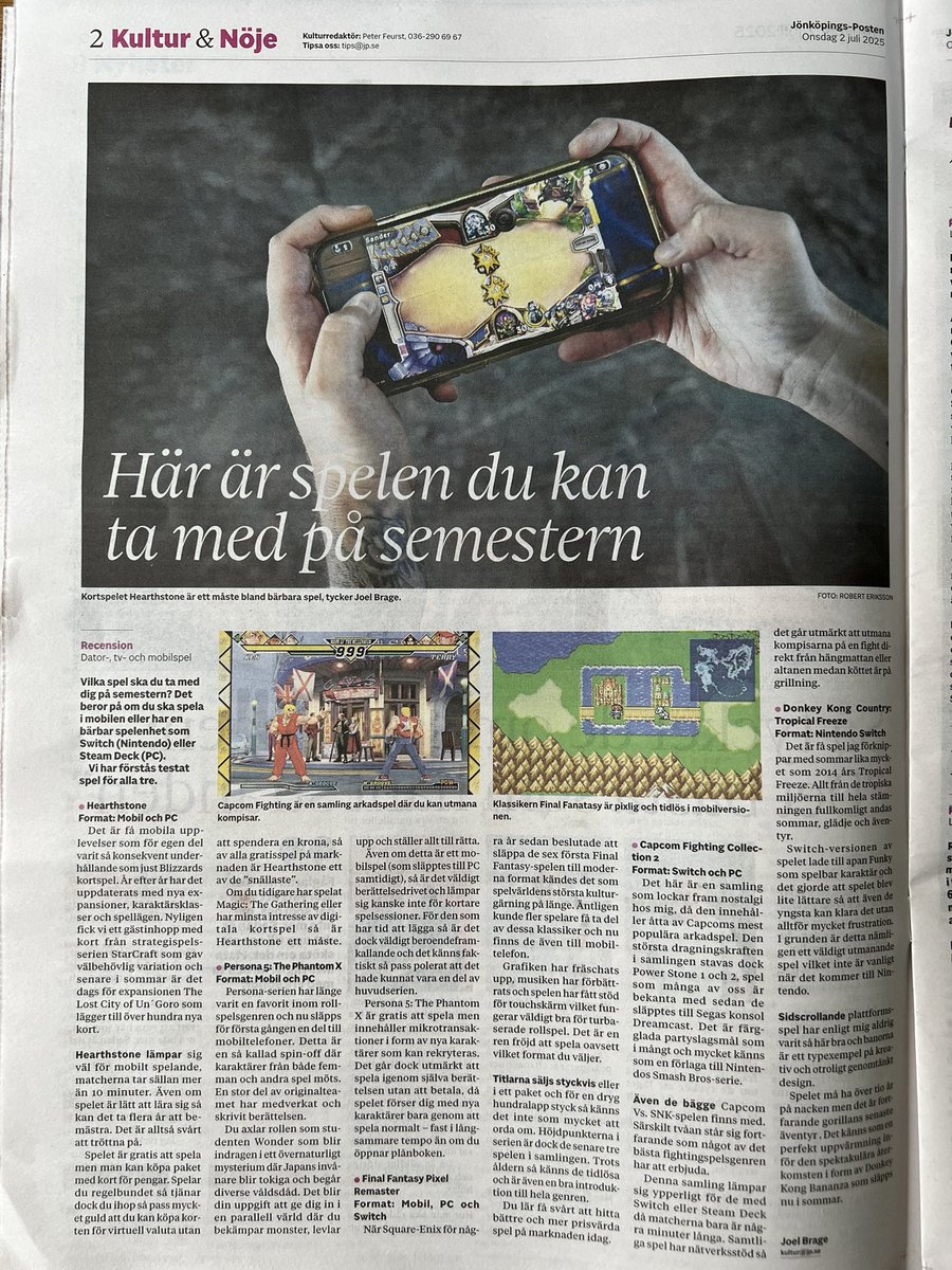 Har skrivit en artikel där jag tipsar om ett gäng bärbara titlar som lämpar sig att spela under semestern.

Senare under månaden kommer det även recensioner av Donkey Kong Bananza och Destiny 2: The Edge of Fate.