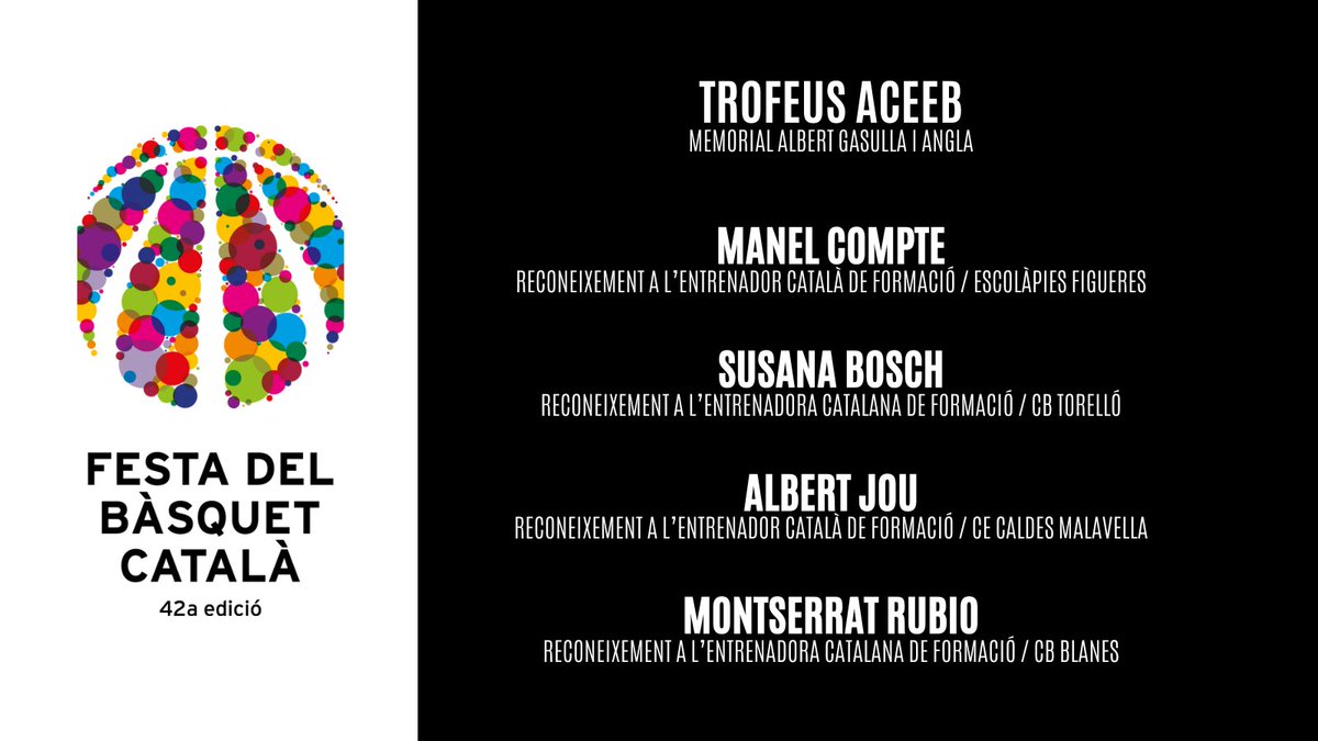 ⭐️ A la #FestaBàsquetCatalà es lliuraran els Trofeus ACEEB Memorial Albert Gasulla i Angla en reconeixement a entrenadores i entrenadors de formació.

🗓️ DV 4/7 (19:30h)

📍 Auditori Blanquerna - Universitat Ramon Llull

➡️ basquetcatala.cat/noticies/11403
🎟️ inscripcions.basquetcatala.cat/call/c5698