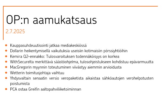 Keskiviikon Aamukatsaus: <a href="/OP_Ryhma/">OP</a> <a href="/OPsijoittaminen/">OPxSijoittaminen</a> #sijoittaminen #säästäminen