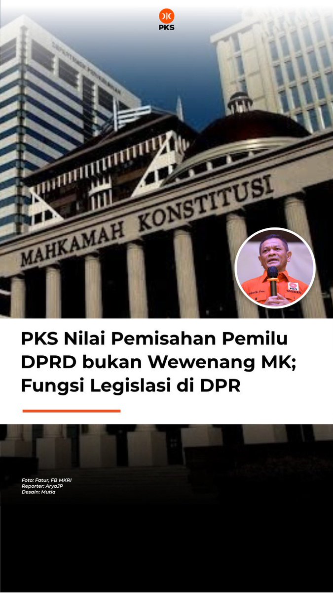 PKSejahtera's tweet image. Ketua Badan Legislasi DPP Partai Keadilan Sejahtera (PKS), Zainudin Paru menegaskan bahwa perpanjangan masa jabatan anggota DPRD tanpa Pemilu adalah bentuk tindakan inkonstitusional. Hal ini melanggar Pasal 22E ayat (1) dan (2) UUD 1945, baik dari sisi waktu maupun subjek lembaga…