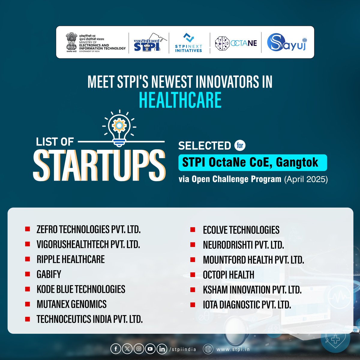 STPI (@stpiindia) on Twitter photo Thread: Introducing the innovators selected for STPI OctaNE CoE, Gangtok through Open Challenge Program (April, 2025)! Thread: Introducing the innovators selected for STPI OctaNE CoE, Gangtok through Open Challenge Program (April, 2025)!