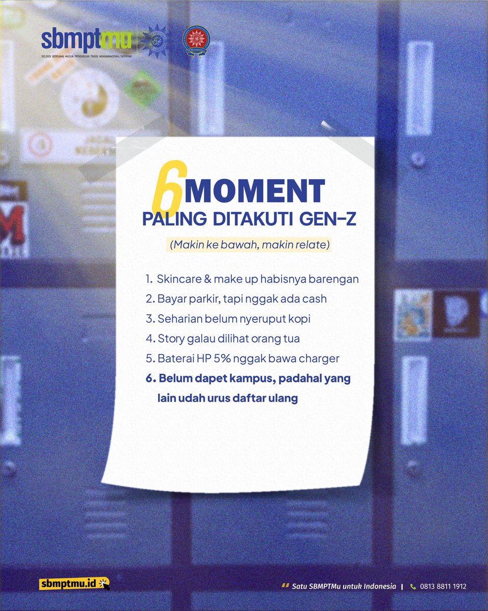 Galau kan kalau kayak gitu? 👀
Tapi, jangan khawatir SBMPTMu masih buka pendaftaran khusus buat kamu! 😎✨️
Mau tau info selengkapnya? Cek website sbmptmu.id 👋