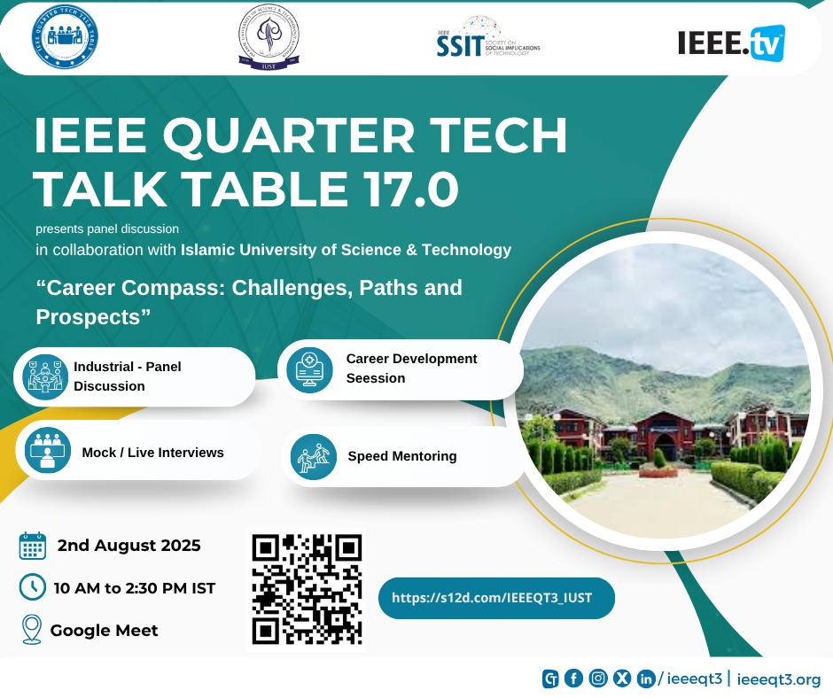 Quarter Tech Talk Table Series (@ieeeqt3) on Twitter photo ๐ฏ Announcing IEEE Quarter Tech Talk Table Special 17.0 Edition: "๐๐ฎ๐ฟ๐ฒ๐ฒ๐ฟ ๐๐ผ๐บ๐ฝ๐ฎ๐๐: ๐๐ต๐ฎ๐น๐น๐ฒ๐ป๐ด๐ฒ๐, ๐ฃ๐ฎ๐๐ต๐ ๐ฎ๐ป๐ฑ ๐ฃ๐ฟ๐ผ๐๐ฝ๐ฒ๐ฐ๐๐"
Register now through: forms.gle/ooQLM2ieVPH2z6โฆ
#IEEEQT3 #ProfessionalDevelopment #IUST #IEEE #Kashmir #jammu #technology ๐ฏ Announcing IEEE Quarter Tech Talk Table Special 17.0 Edition: "๐๐ฎ๐ฟ๐ฒ๐ฒ๐ฟ ๐๐ผ๐บ๐ฝ๐ฎ๐๐: ๐๐ต๐ฎ๐น๐น๐ฒ๐ป๐ด๐ฒ๐, ๐ฃ๐ฎ๐๐ต๐ ๐ฎ๐ป๐ฑ ๐ฃ๐ฟ๐ผ๐๐ฝ๐ฒ๐ฐ๐๐"
Register now through: forms.gle/ooQLM2ieVPH2z6โฆ
#IEEEQT3 #ProfessionalDevelopment #IUST #IEEE #Kashmir #jammu #technology