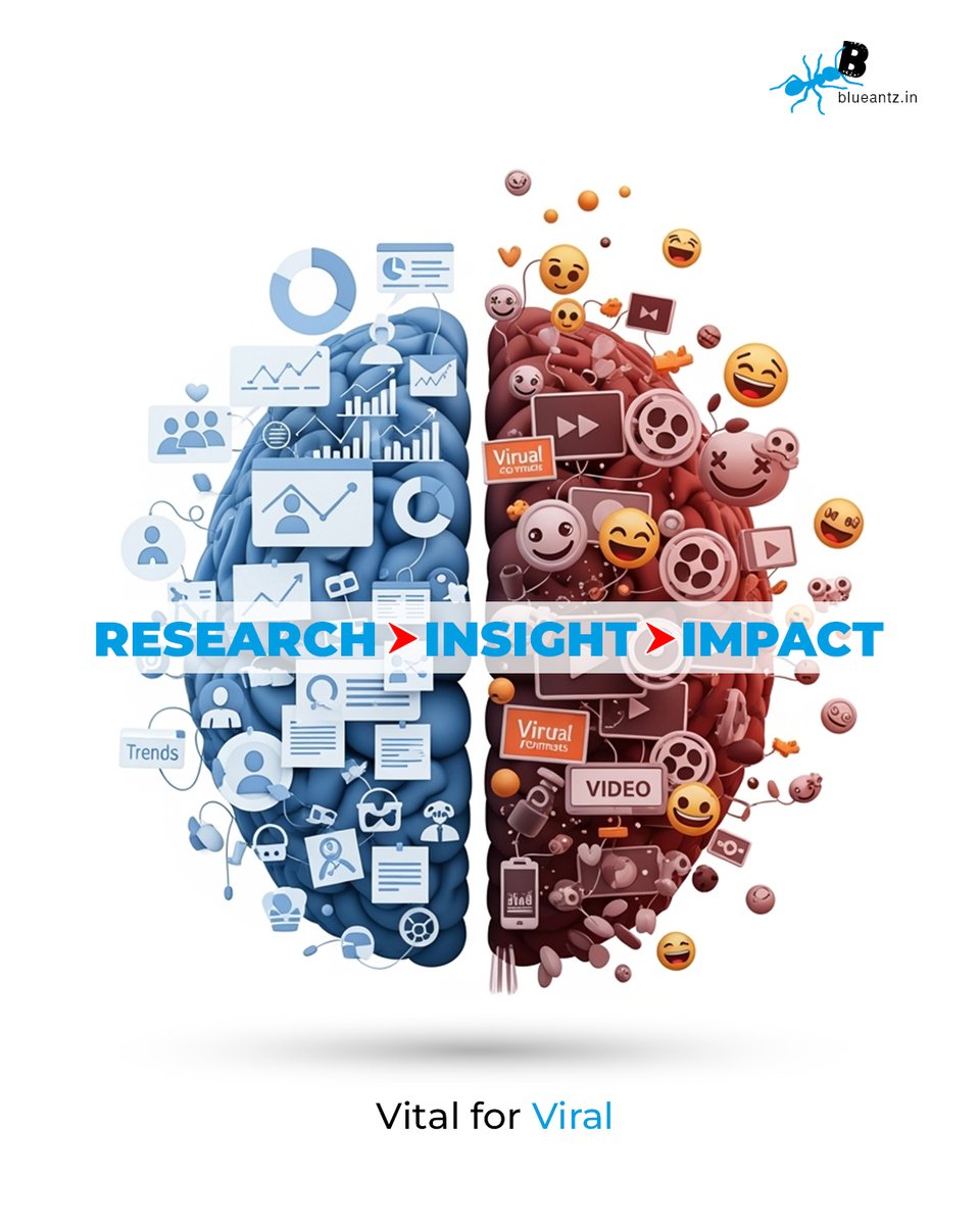 BlueAntz_Ad's tweet image. From decoding trends to crafting emotions — every scroll-stopper starts with deep research and sharp insights.

#blueantz #research #impact #vitalforviral #creativewithpurpose #brandingpartner #creativeagency #brandstrategy #businessgrowth #marketpresence #brandingthatworks