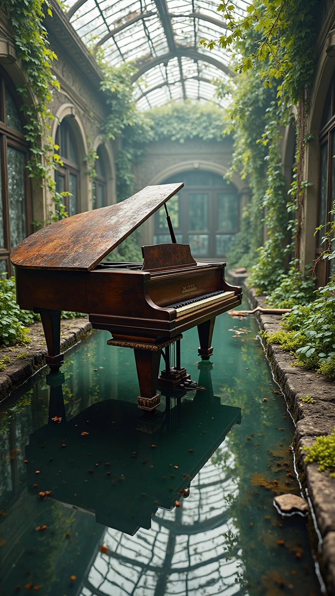 SeedMagine's tweet photo. Lost and lovely: See an antique piano, half-submerged in a forgotten glass conservatory. 🌿🎹 Sunlight dances through broken glass, creating stunning reflections. !
Full prompt in bio!
#AIArt #Midjourney #Photorealistic #ForgottenPiano #DecayCore #ArtPrompt #VisualArt https://t.co/1Ihm7OSmJp