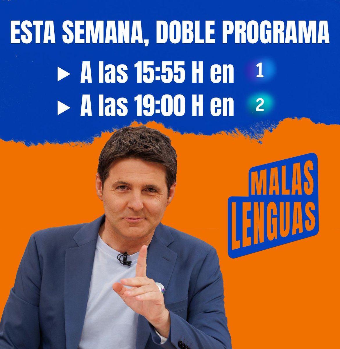 🚩Seguimos con doble cita con la información, la verificación y el humor

➕#MalasLenguas con <a href="/JesusCintora/">Jesús Cintora</a> en La1 y La2: 

1⃣ A las 15:55h en La1
2⃣ A las 19:00h en La2