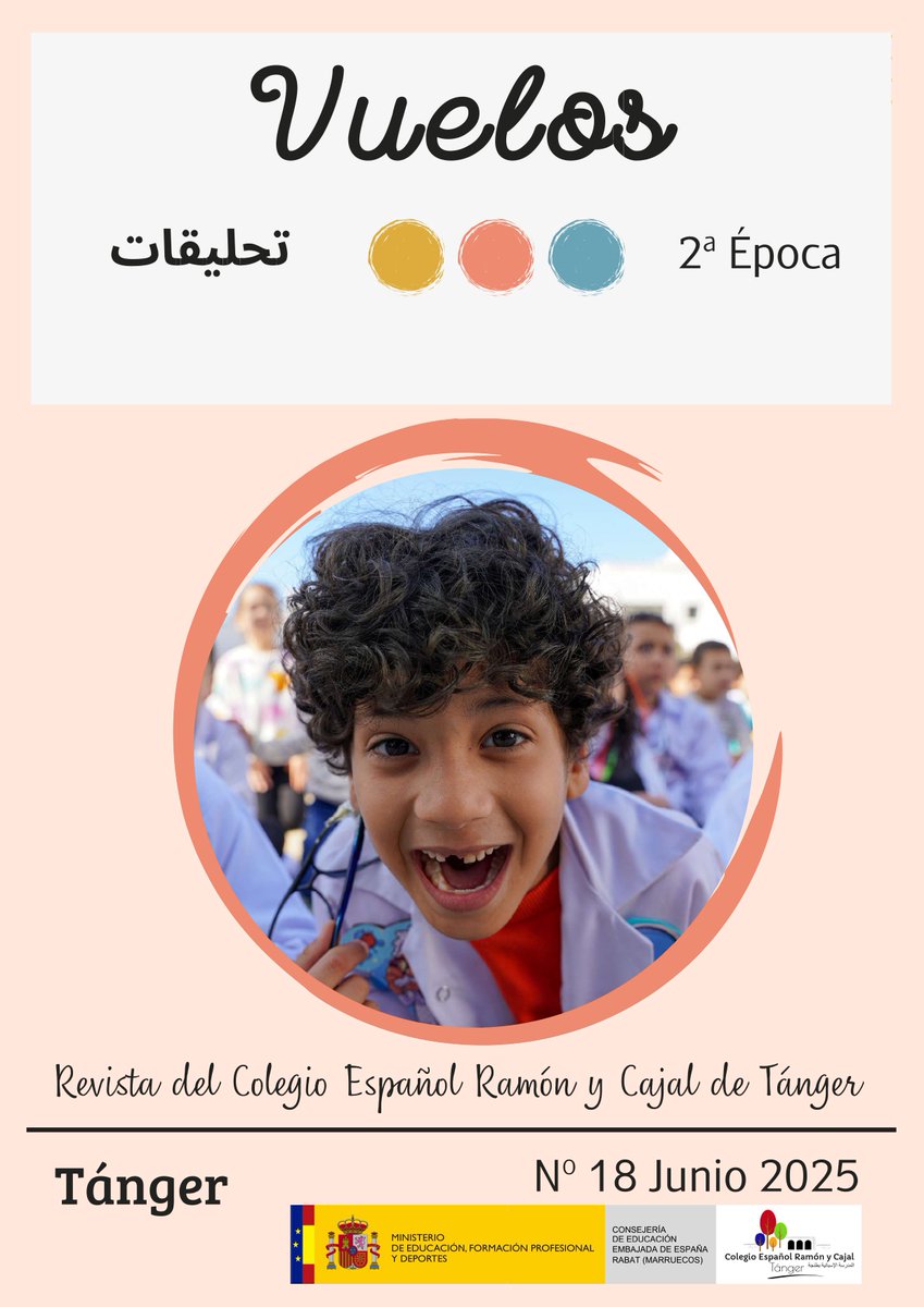 ¡Ya salió Vuelos nº18! 📰✈️ Descubre todo lo vivido este curso en el cole: textos de peques y profes, fotos, proyectos y mucha ilusión. ¡No te la pierdas! 🎨📚🎉
<a href="/ConsejeriaEduc1/">Consejería Educación Marruecos</a> <a href="/AccEducativaExt/">Acción Educativa Exterior</a> <a href="/ampatangerRyC/">AMPA Colegio Ramón y Cajal - Tánger</a> #megustamicole #revistavuelos