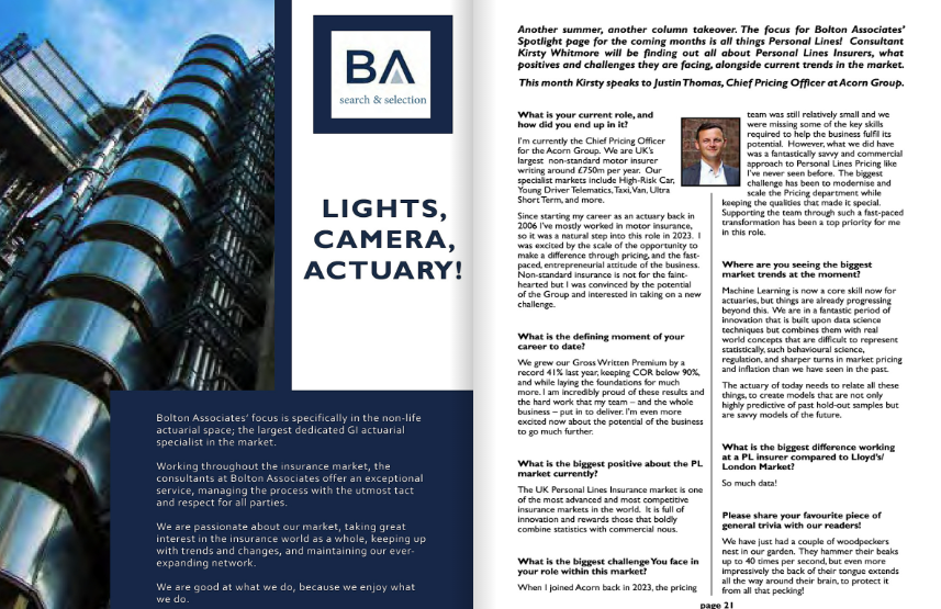 BoltonAssociate's tweet photo. In our series for @actuarialpost , our Spotlight page is now focussing on interviewing Personal Lines Insurers, what positives and challenges they are facing, alongside current trends in the market.
Kirsty Whitmore speaks to Justin Thomas, Acorn Group
https://t.co/DIq5x1X1dX https://t.co/JIkzIhqWK1