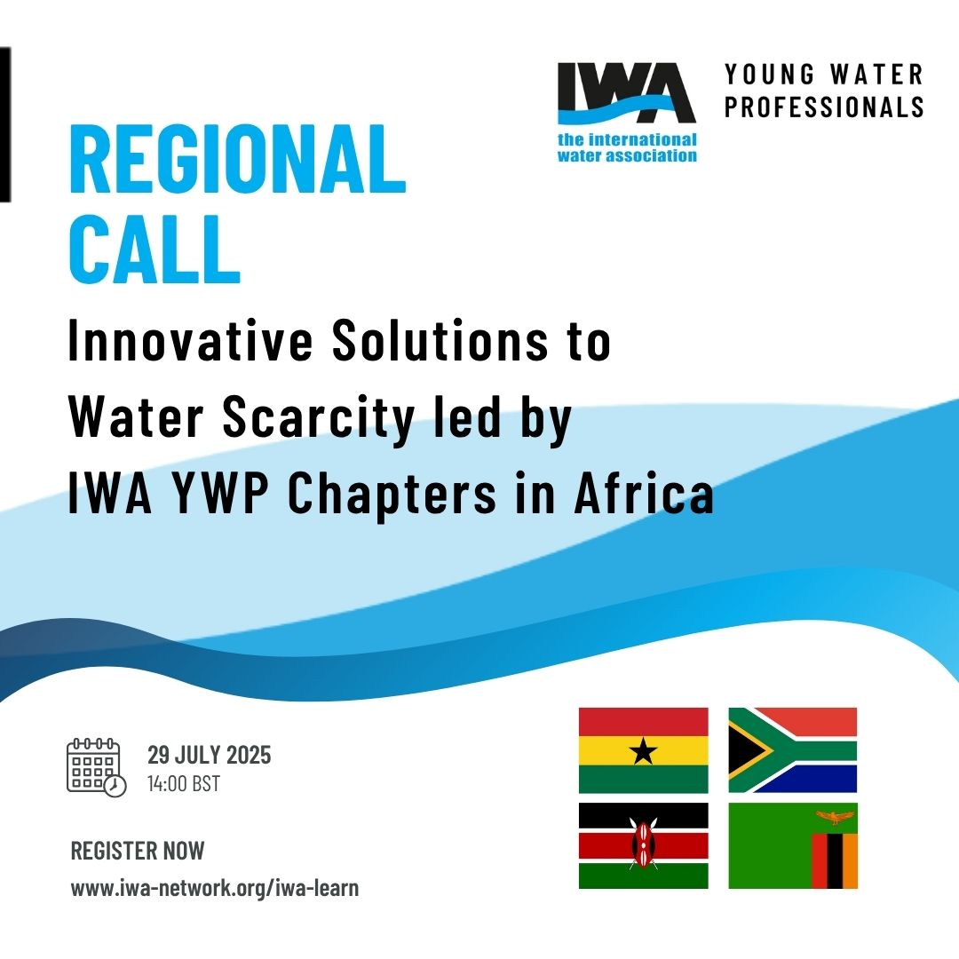 Join the IWA YWP Regional Call on #Africa to explore how #ClimateChange worsens #WaterScarcity. Hear from African YWP Chapters on innovations, case studies &amp; resilience strategies. Don’t miss this vital dialogue! 🌍Register: iwa-network.org/learn/ywp-regi…