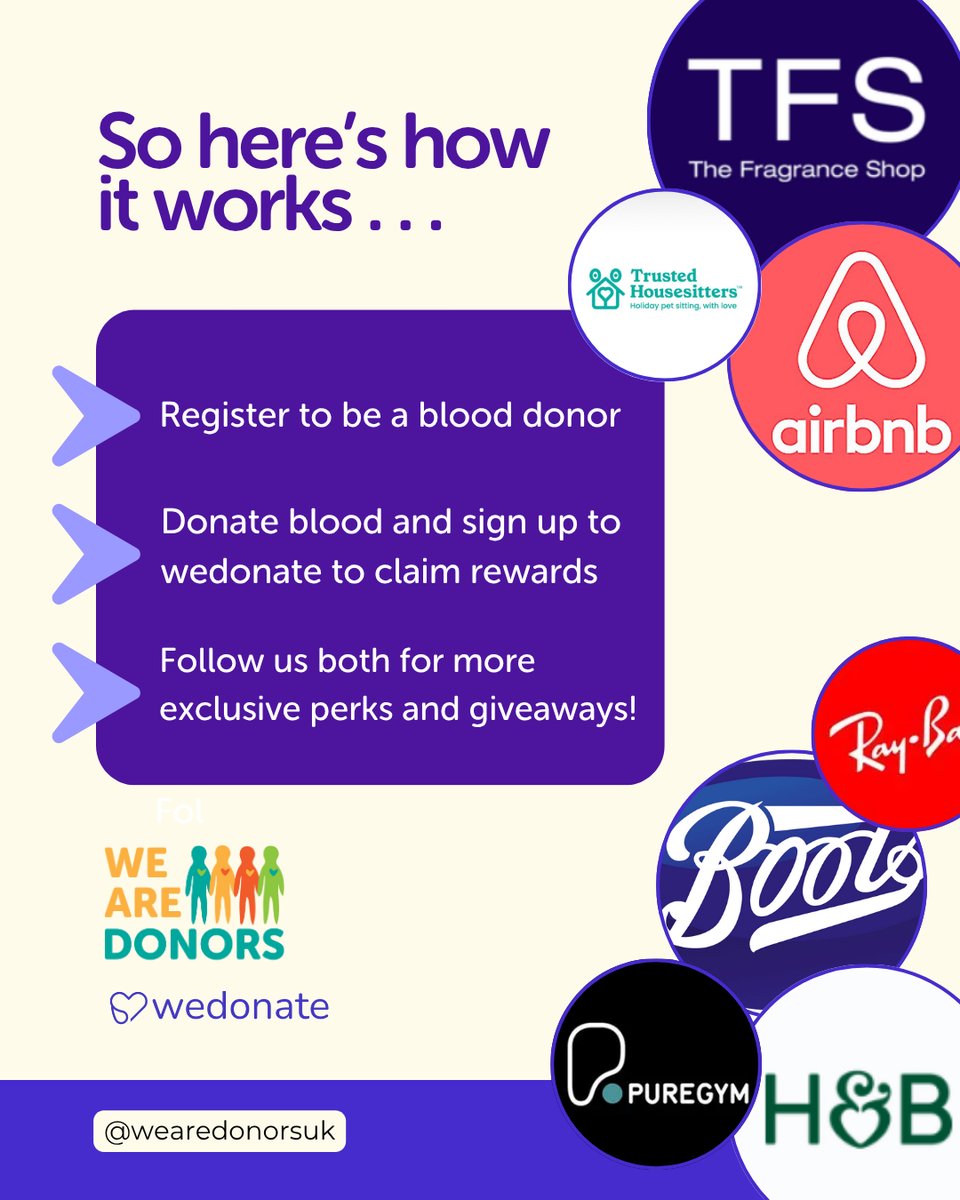 🚨 We’ve teamed up with <a href="/wedonate/">We Donate</a> to give blood donors the glow-up they deserve!

💅 Discounts. Giveaways. QR perks.
🩸 Real rewards for real impact.
🎓 Upcoming raffles and prizes at our events 

Follow to stay in the loop 💥
#GlowUpToGive #WeAreDonorsUK