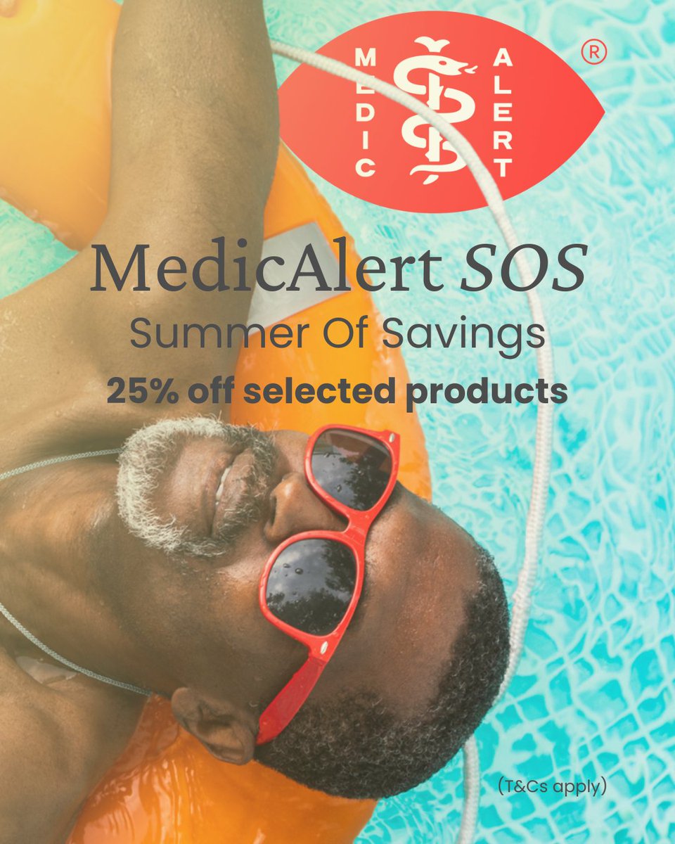 🌊 This summer, take confidence with you wherever you go!
Enjoy 25% off selected MedicAlert products in our Summer Of Savings.

🏖️ Whether you're beach-bound or simply soaking up the sun, make sure your vital information is always accessible.

#MedicAlertUK #SummerOfSavings