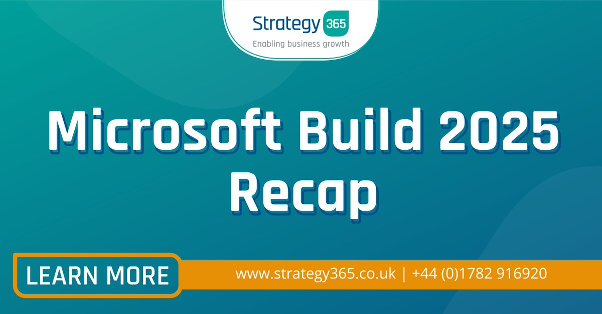 strategy365ltd's tweet image. Missed Microsoft Build 2025 last month? We&apos;ve written a round-up of the key announcements, from upgrades that help users build multilingual portals to improved Copilot agent training. 🦾

Check out our blog! 👉 loom.ly/zY9Z950

#MSBuild #MicrosoftBuild #MicrosoftUpdates