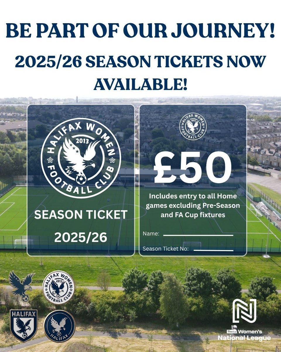 Season tickets for the 2025/26 <a href="/FAWNL/">FA Women's National League</a> season are now available!

Show your support for Rob Mitchell's team and secure your saving compared to paying on the gate by purchasing your season ticket today!

Season tickets are available for £50 and can be purchased by emailing