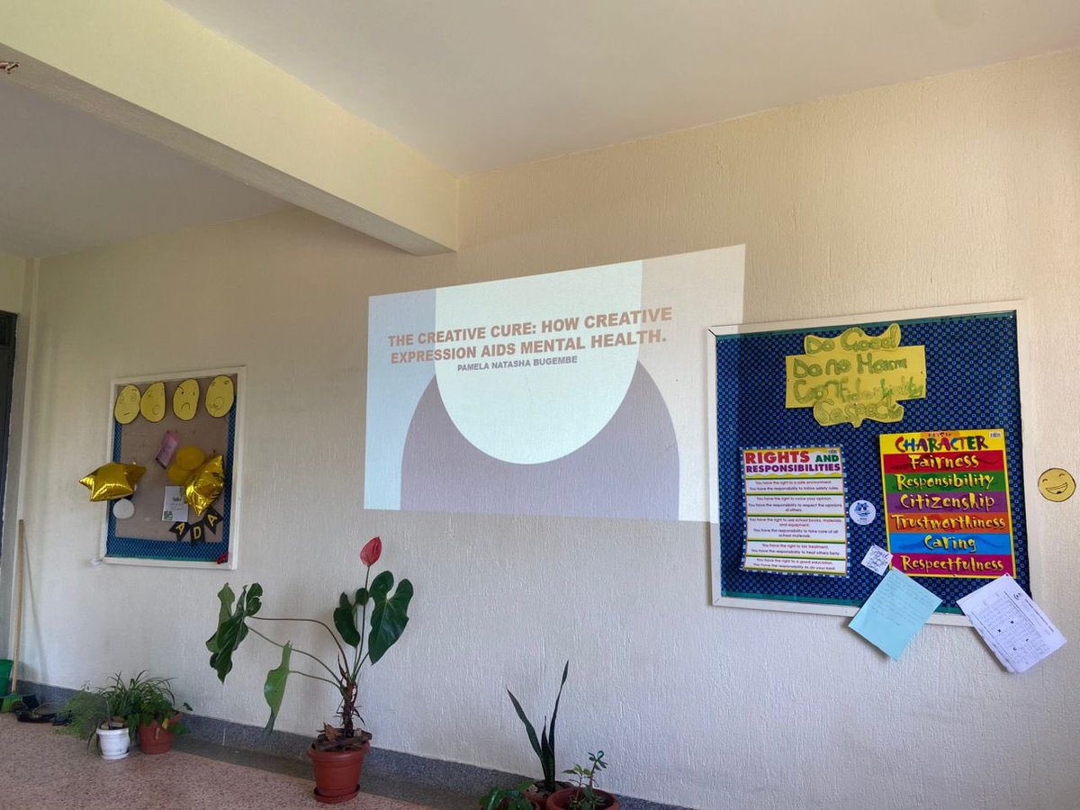 Heartyspaces's tweet image. We are at Hawthorne Scribner High School in Bududa sharing about creative imagery as a foundation for positive self talk, achieving goals and mental wellness.