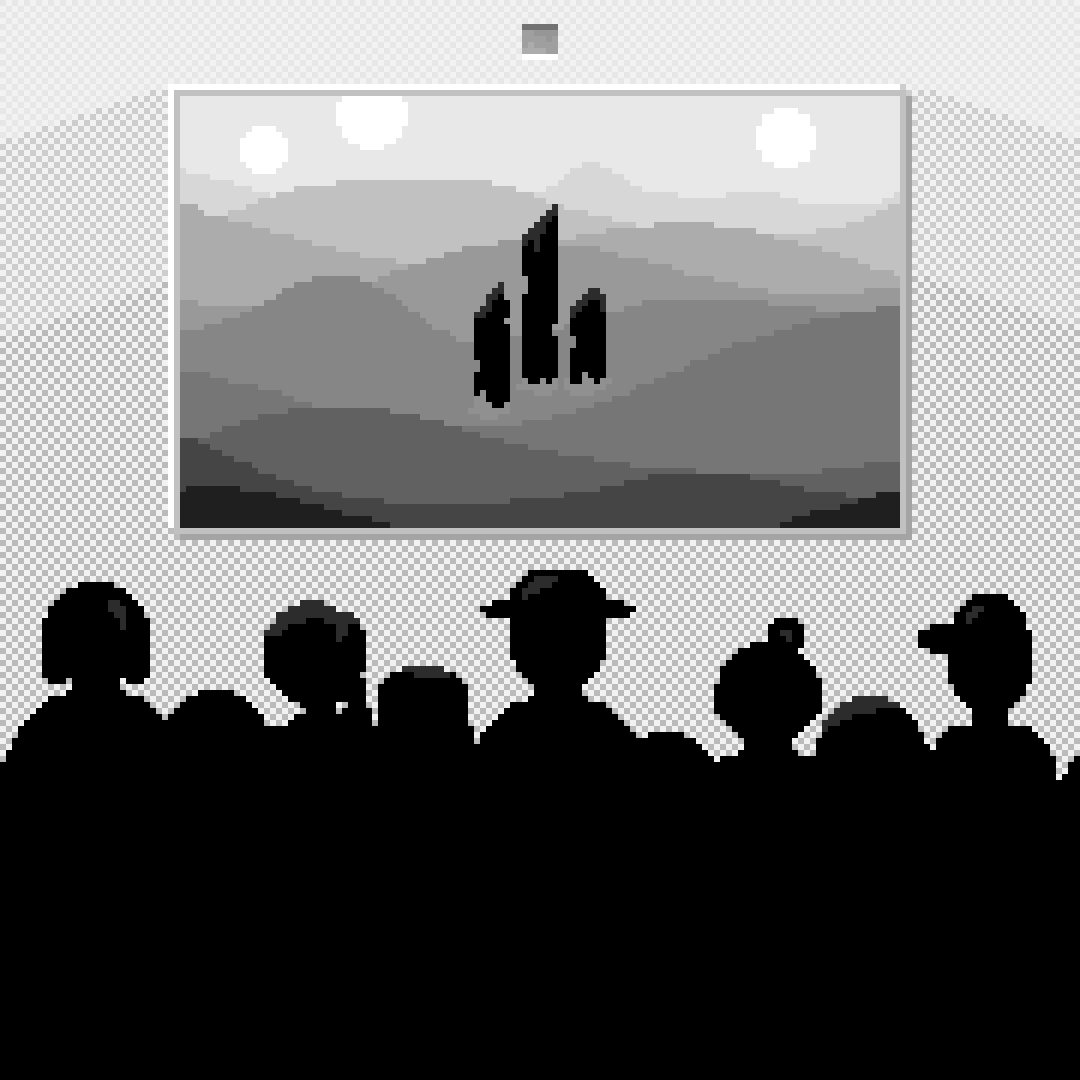 SeeOneGames's tweet photo. 'The Critique'
A Simple art peice I made, I wanted to capture the vibes of being judged  and critique, The painting looked stale so added a little bit of spice to it.

#pixelart #2dart #art #2dpixelart https://t.co/zx3d9VlrEX