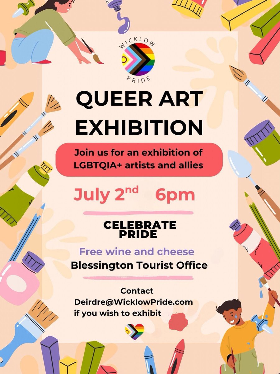 We are so excited to be marching in Wicklow Pride this weekend and to see young queer and trans artists’ work being showcased in this gorgeous event tonight in Blessington Tourist Office 

Love always wins 🏳️‍⚧️❤️🏳️‍🌈

#PrideMonth #Wicklow #Pride2025
