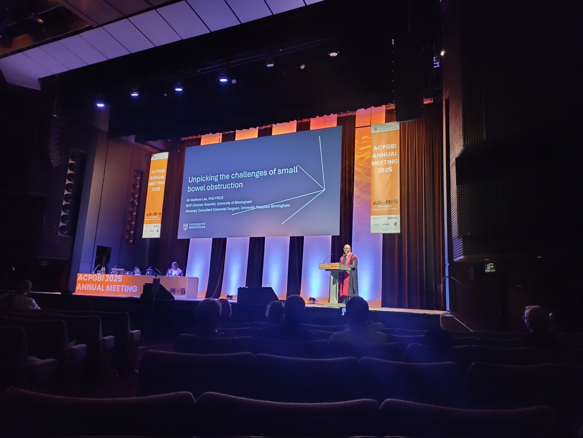 Hunterian Lecture 'Unpicking the challenges of small bowel obstruction' by Matt Lee <a href="/wannabehawkeye/">Matt Lee</a> <a href="/ACPGBI/">@ACPGBI</a> <a href="/unibirmingham/">Uni of Birmingham</a>