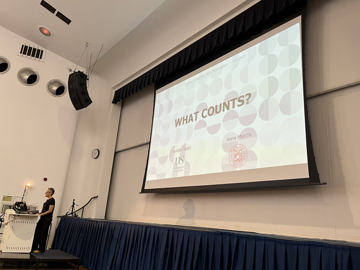 Akira Murakami (@mrkm_a) on Twitter photo Day 3 of #CL2025 has begun with a plenary speech by Charlotte Taylor and <a href="/journolinguist/">anna marchi 🏳️🌈</a>, titled 'What counts?' Day 3 of #CL2025 has begun with a plenary speech by Charlotte Taylor and <a href="/journolinguist/">anna marchi 🏳️🌈</a>, titled 'What counts?'