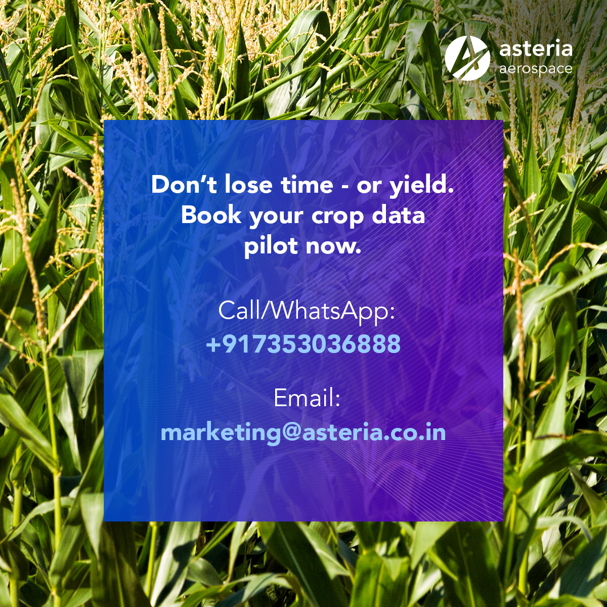 Asteria Aerospace (@asteriaaero) on Twitter photo Avoid delays in seed trials.
· Speed up hybrid decisions
· Unlock insights faster
· Smarter tech. Less manual work.
Transform crop research & seed trials, call: 7353036888, email: marketing@asteria.co.in, visit: bit.ly/3GpYzcs Avoid delays in seed trials.
· Speed up hybrid decisions
· Unlock insights faster
· Smarter tech. Less manual work.
Transform crop research & seed trials, call: 7353036888, email: marketing@asteria.co.in, visit: bit.ly/3GpYzcs