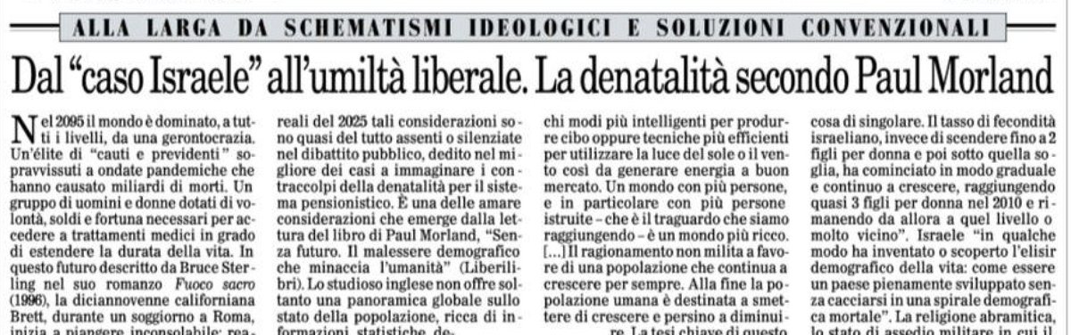 "Senza futuro. Il malessere demografico che minaccia l'umanità". 

Grazie a <a href="/liberilibri_ed/">Liberilibri</a> e <a href="/michelesilenzi/">Michele Silenzi</a> esce in italiano il libro di Paul Morland che ho tradotto e curato. Ne parla <a href="/ilfoglio_it/">Il Foglio</a> in edicola. Ne parleremo anche qui nei prossimi giorni.

amazon.it/futuro-malesse…