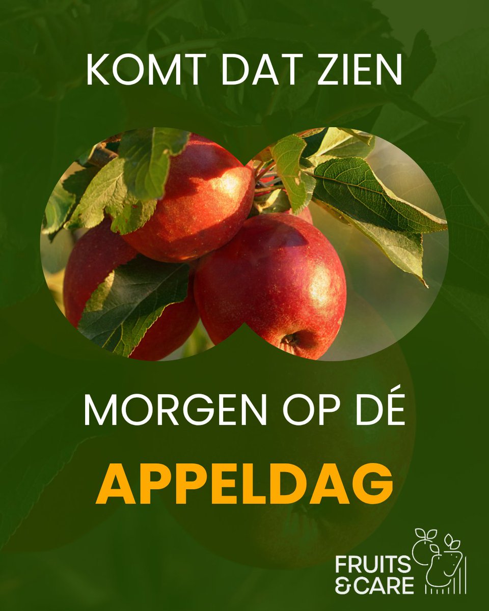 Kom je morgen tussen 10.00 en 20.00 uur gezellig naar 🍏Dé Appeldag🍎? 
In onze Fruits &amp; Care-stand, nummer 51, kun je een blik werpen op de toekomst in onze XXL-KIJKDOOS en krijg je een insectenhotel cadeau! 🐝🦋

📍 Locatie: Van Haaften Fruit, Bommelweg 26, 4014 PW Wadenoijen