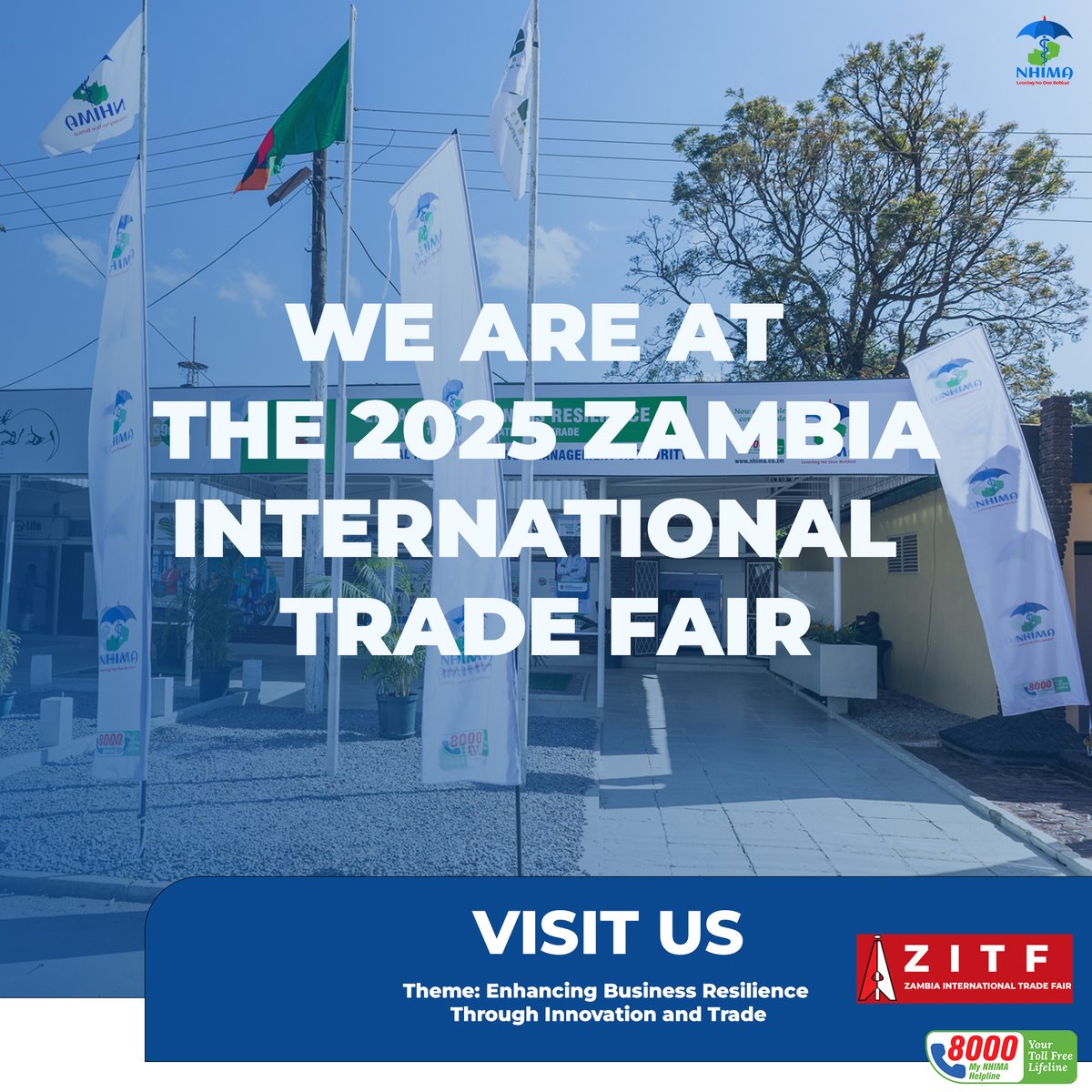 Join Us at the 59th Zambia International Trade Fair.

Come register, register your beneficiaries, get your NHIMA card and many more.
Remember to carry your NRC.

See you there.

#NHIMA