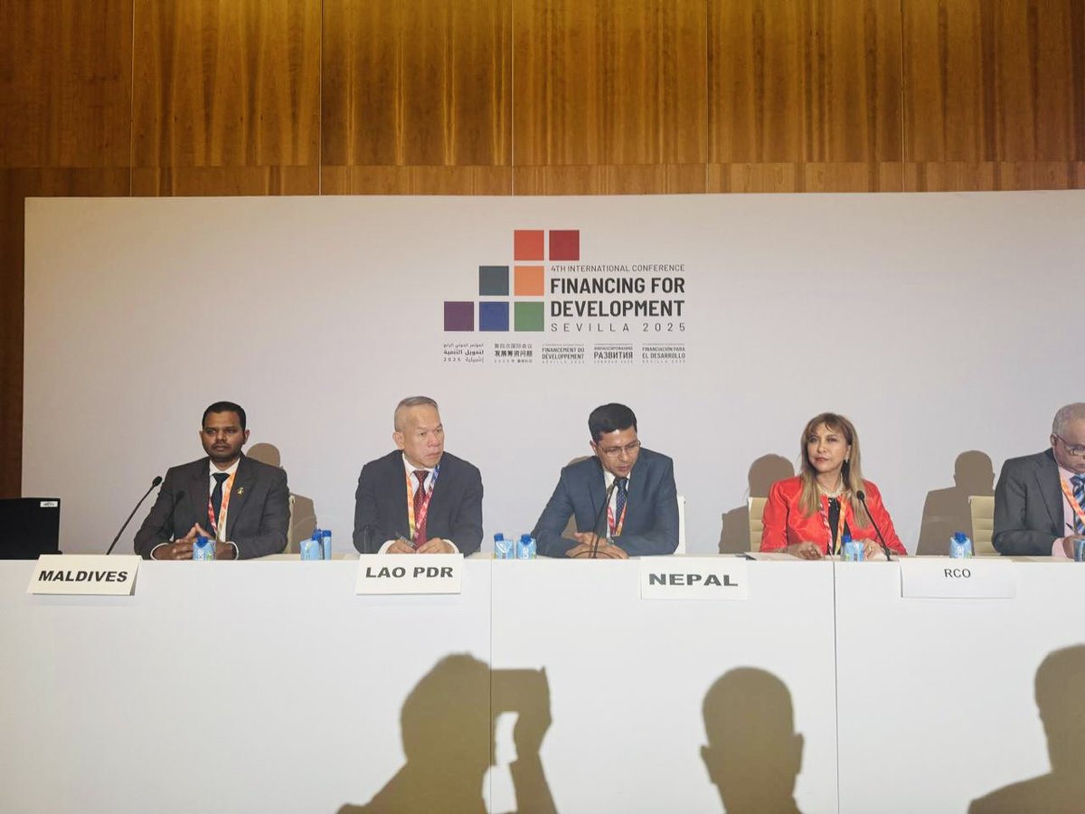 Finance secretary spoke in the side event jointly organized by three LDC countries to be graduated next year; Nepal, Bangladesh and Lao PDR during FfD 4 conference in Seville, Spain. Expressed Nepal’s transition strategies together with some issues to be collectively addressed.