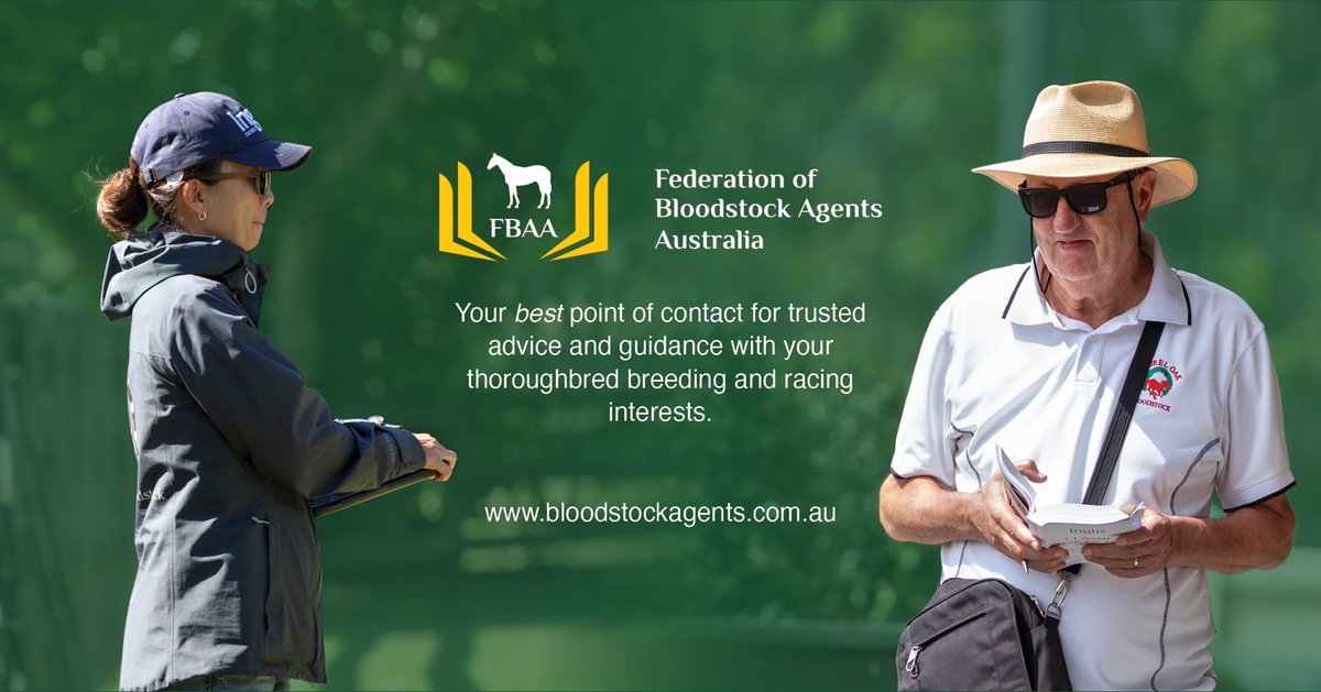 Federation of Bloodstock Agents Australia (@fbaa_agents) on Twitter photo One of the most crucial components of racing is planning matings for broodmares.🐴
With extensive knowledge of pedigrees, conformation, statistics & market trends, FBAA member are equipped to provide you with accurate, trustworthy mating advice.
💻 bloodstockagents.com.au One of the most crucial components of racing is planning matings for broodmares.🐴
With extensive knowledge of pedigrees, conformation, statistics & market trends, FBAA member are equipped to provide you with accurate, trustworthy mating advice.
💻 bloodstockagents.com.au