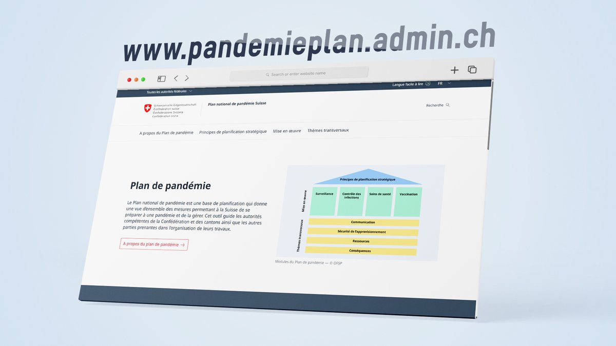 BAG_OFSP_UFSP's tweet image. 🗞️ La Confédération a mis à jour le Plan national de pandémie, en tenant compte de l’expérience et des connaissances acquises durant la pandémie de COVID-19.
👇
bag.admin.ch/fr/newnsb/7Hk3…
L’instrument de planification est maintenant disponible en ligne : planpandemie.admin.ch