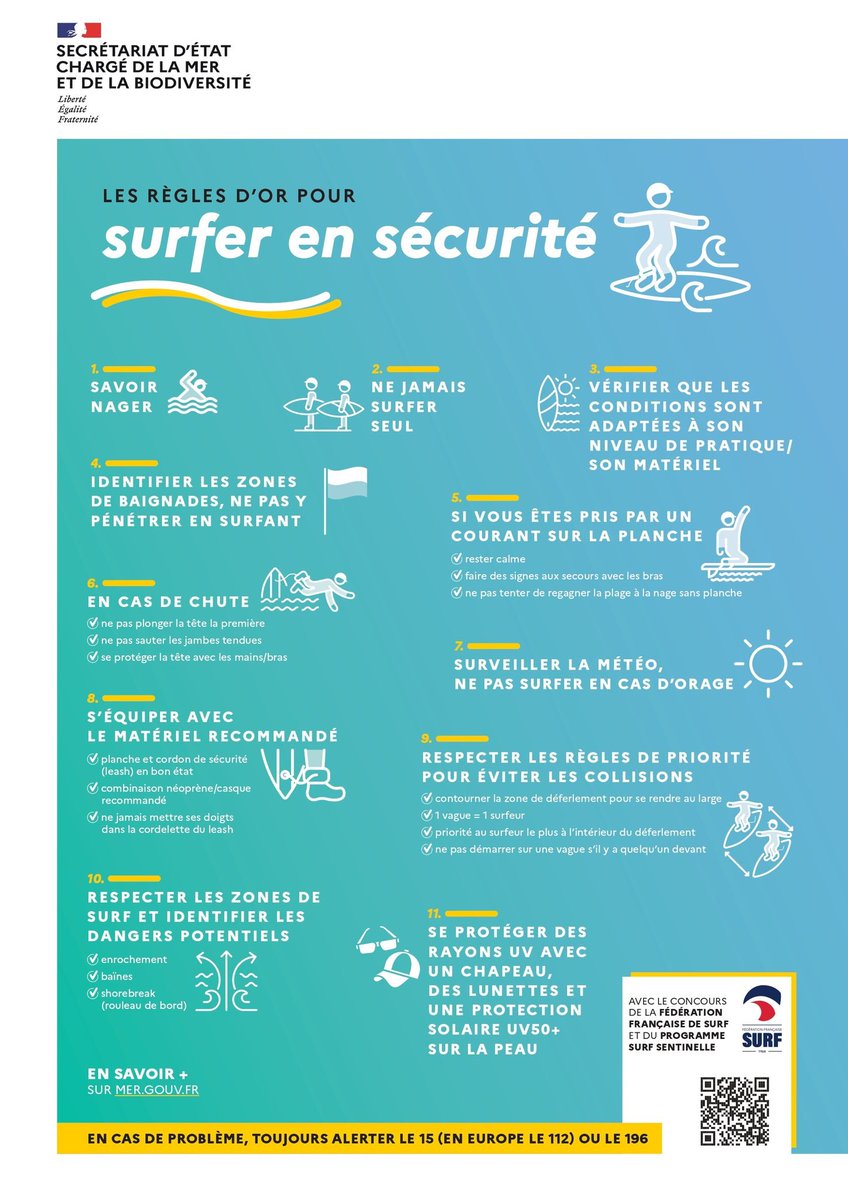Sur la vague ce week-end ? 🌊

Voici les 11 règles d'or pour surfer en sécurité ⬇