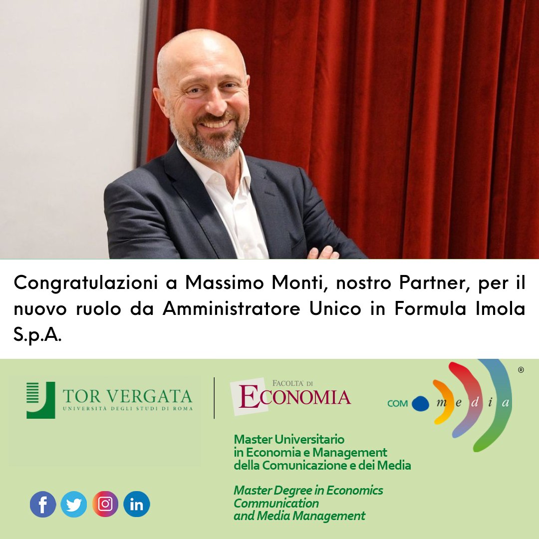 Comunica_Media's tweet image. 🎉Congratulazioni a #MassimoMonti , nostro Partner, per il suo nuovo incarico di Amministratore Unico in Formula Imola S.p.A. 🎉
👏🏻Siamo certi che la sua #esperienza e la sua #visione strategica porteranno un #valore aggiunto fondamentale!
#autodromoimola #formulaimola