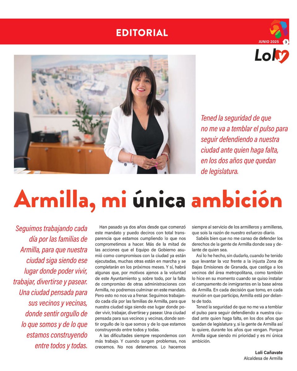 📢 Dos años defendiendo esta ciudad con firmeza, sin que nos tiemble el pulso, y con una única ambición: que #Armilla siga siendo un lugar donde vivir, trabajar y sentirse orgullos@s de lo que somos y de todo lo que estamos construyendo junt@s.