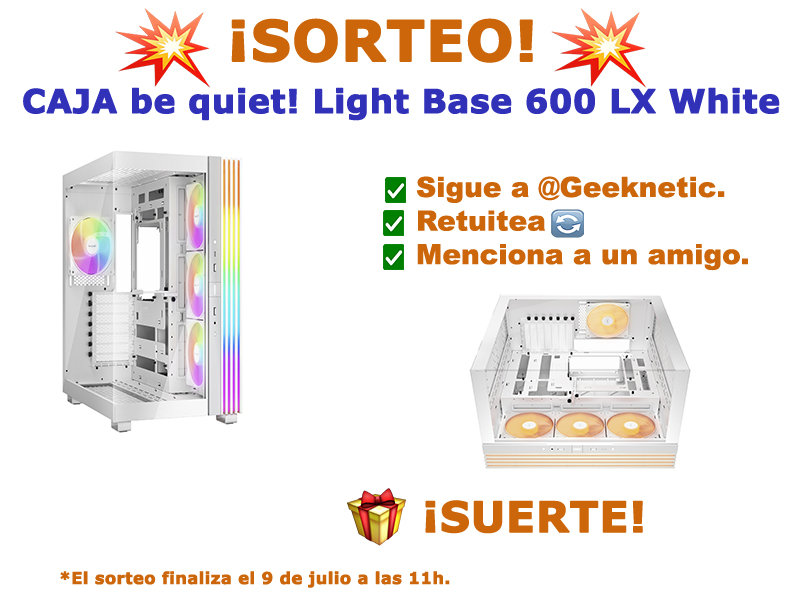 🌞#SORTEO🌞

🧡Este verano 🏖 te regalamos una llamativa caja #bequiet! Light Base 600 LX White, perfecta para tus componentes. 🎁

Para participar:
1️⃣ Sigue a <a href="/Geeknetic/">Geeknetic</a>.
2️⃣ RT 🔃.
3️⃣ Menciona a un amigo 🗣. 

¡Suerte!🍀
El sorteo finaliza📅el 9 de julio a las 11h.