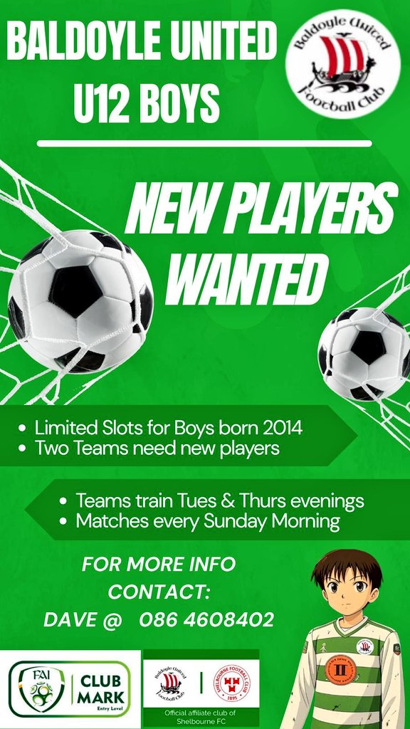 Baldoyle United FC (@baldoyleutd) on Twitter photo โฝ๏ธ ๐๐ฎ๐น๐ฑ๐ผ๐๐น๐ฒ ๐จ๐ป๐ถ๐๐ฒ๐ฑ ๐จ๐ญ๐ฎ ๐ฏ๐ผ๐๐
(Born 2014) welcome new players ahead of next season. Contact Dave or Zac in image below. ๐
<a href="/FAIFingal/">FAI Fingal</a> <a href="/DDSL_Official/">DDSL Grassroots</a> <a href="/NeasainPe/">Pobalscoil Neasรกin PE Dept</a> <a href="/BelmayneEtss/">Belmayne ETSS</a> โฝ๏ธ ๐๐ฎ๐น๐ฑ๐ผ๐๐น๐ฒ ๐จ๐ป๐ถ๐๐ฒ๐ฑ ๐จ๐ญ๐ฎ ๐ฏ๐ผ๐๐
(Born 2014) welcome new players ahead of next season. Contact Dave or Zac in image below. ๐
<a href="/FAIFingal/">FAI Fingal</a> <a href="/DDSL_Official/">DDSL Grassroots</a> <a href="/NeasainPe/">Pobalscoil Neasรกin PE Dept</a> <a href="/BelmayneEtss/">Belmayne ETSS</a>