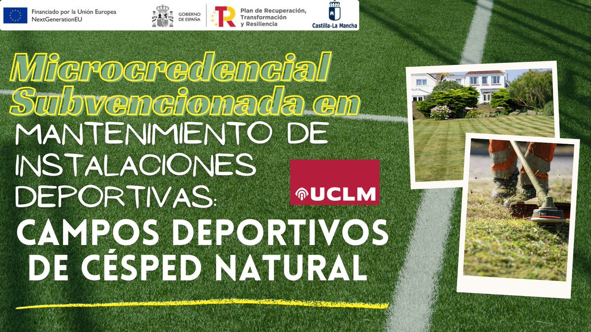 CEP_UCLM (@cep_uclm) on Twitter photo 🌱 Eleva el nivel del mantenimiento deportivo.
Domina las técnicas más recientes y alineadas con la normativa europea para el cuidado de campos de césped natural. Perfecciona tus habilidades y marca la diferencia. ⚽
🔗 Da un paso más 👉 tinyurl.com/vwjp9u8f
<a href="/uclm_es/">Universidad de Castilla-La Mancha</a> 🌱 Eleva el nivel del mantenimiento deportivo.
Domina las técnicas más recientes y alineadas con la normativa europea para el cuidado de campos de césped natural. Perfecciona tus habilidades y marca la diferencia. ⚽
🔗 Da un paso más 👉 tinyurl.com/vwjp9u8f
<a href="/uclm_es/">Universidad de Castilla-La Mancha</a>