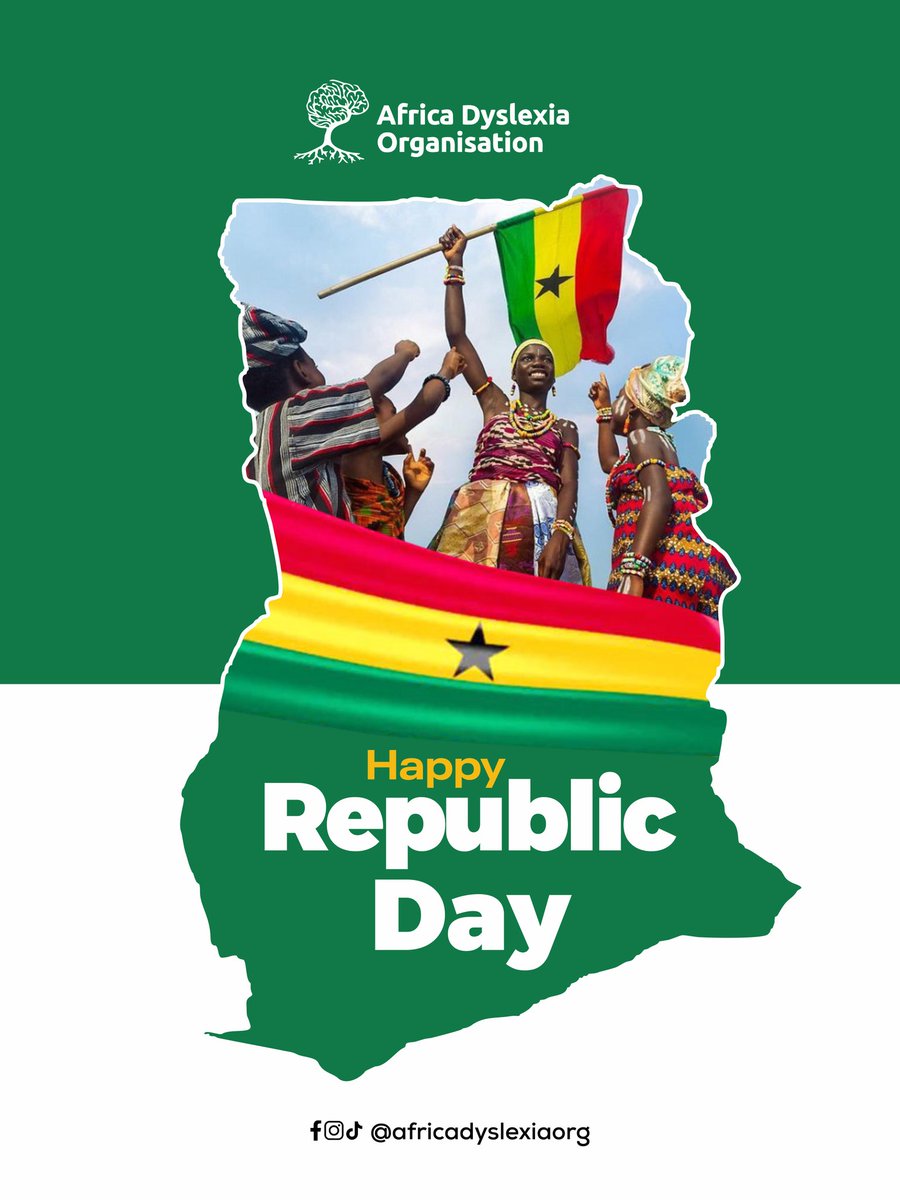 Happy Republic Day! 🇬🇭

On this Republic Day, we honor Ghana's bold step toward self-governance, dignity, and purpose. 

#GhanaRepublicDay #InclusiveGhana #NeurodiversityMatters #AfricaDyslexiaOrganisation