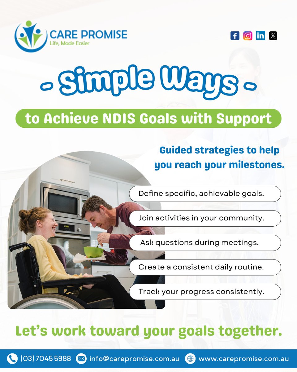 CarePromiseAU's tweet image. Let’s make your goals a reality — together.
📞 (03) 7045 5988
📧 info@carepromise.com.au
🌐 carepromise.com.au

#DisabilitySupport #NDISHelp #CarePromise #EverydaySupport #MelbourneNDIS #EmpoweredLiving #NDISProvidersAustralia #ndisservices #NDISAustralia