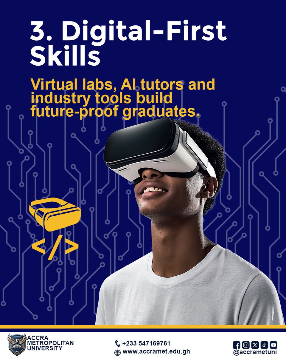 accrametuni's tweet image. At Accra Met, your classroom is everywhere, from Accra to London.🌏
💻 Flexible.
🌐 Borderless.
🎓 Future-ready.

Apply online. Study your way.
#AccraMet #OpenUniversity #StudyAnywhere #FutureReady