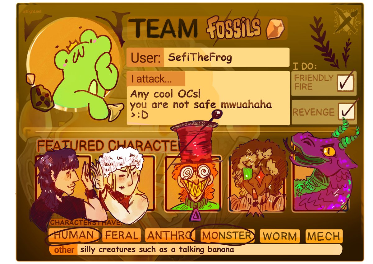 SefiTheFrog's tweet photo. HEY YOU!! YES YOU!! FIGHT ME!!

Artfight: https://t.co/8Pk3GsHWih
 
#artfight #teamfossils https://t.co/haBhi9GHZz