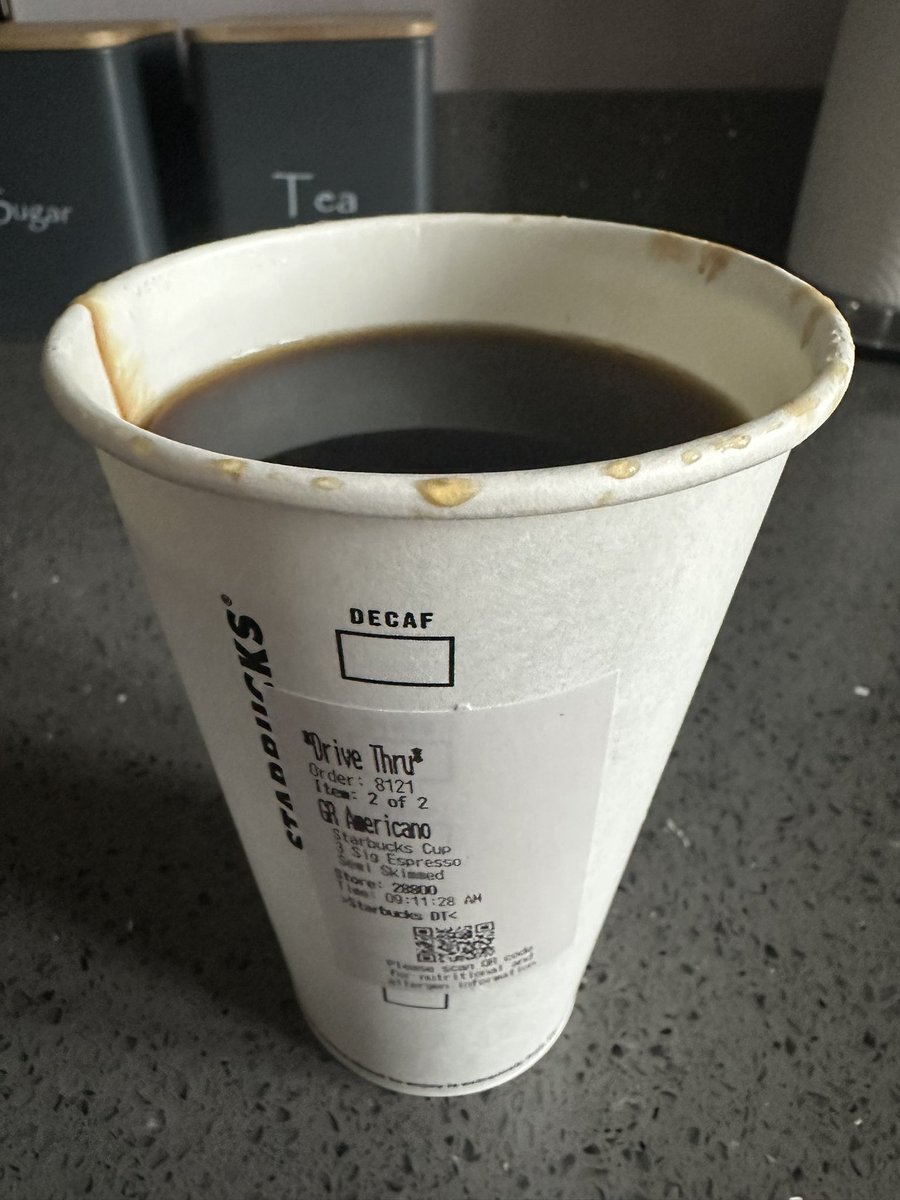 finleydesign's tweet photo. @StarbucksUK Again!! I will DM you but just after advise really, “can I have a white Americano please” I’ve reviewed what I’m asking for and can’t see where I’m going wrong https://t.co/010WofXDhA