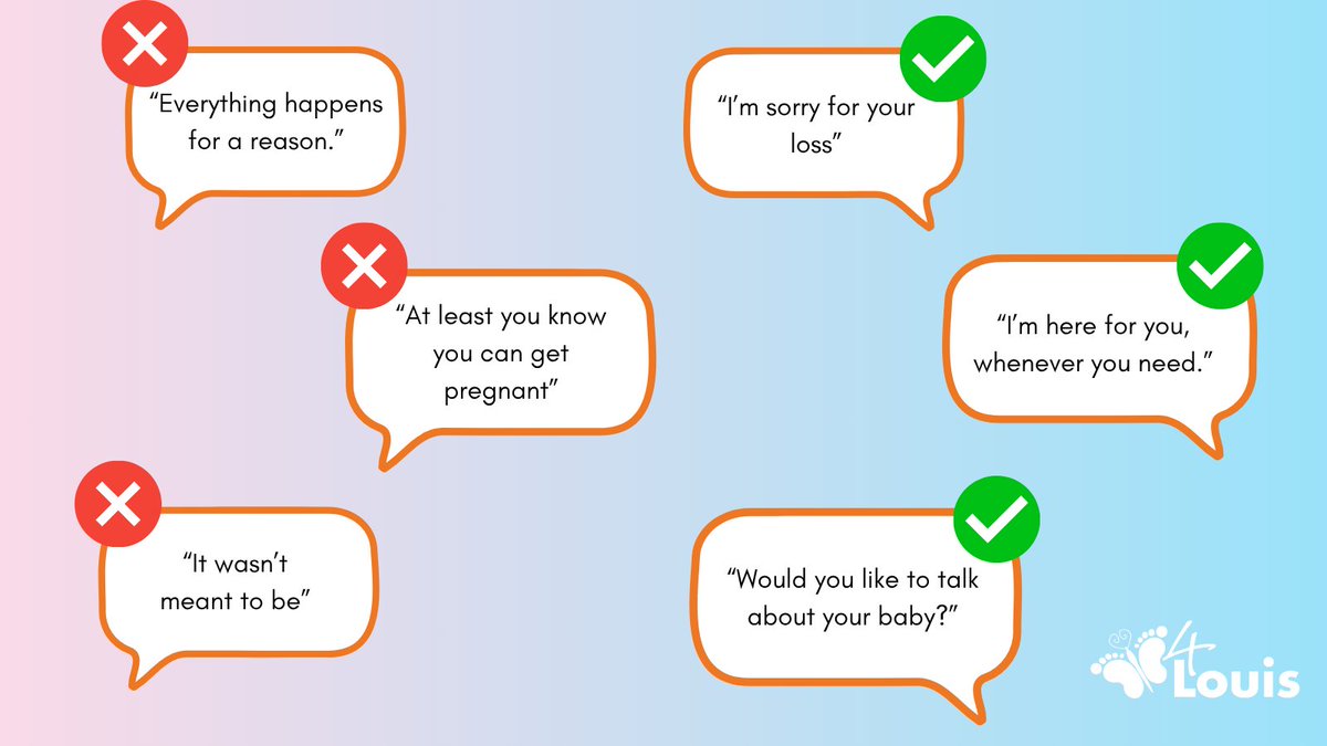 What to say to someone who’s lost a baby? 💔

✅ “I’m so sorry. I’m here if you want to talk.”
✅ “Your baby mattered.”

❌ “It wasn’t meant to be.”
❌ “You can try again.”

Kindness. Listening. Saying their baby’s name. These things mean the world. 💜

#BabyLoss #GriefSupport