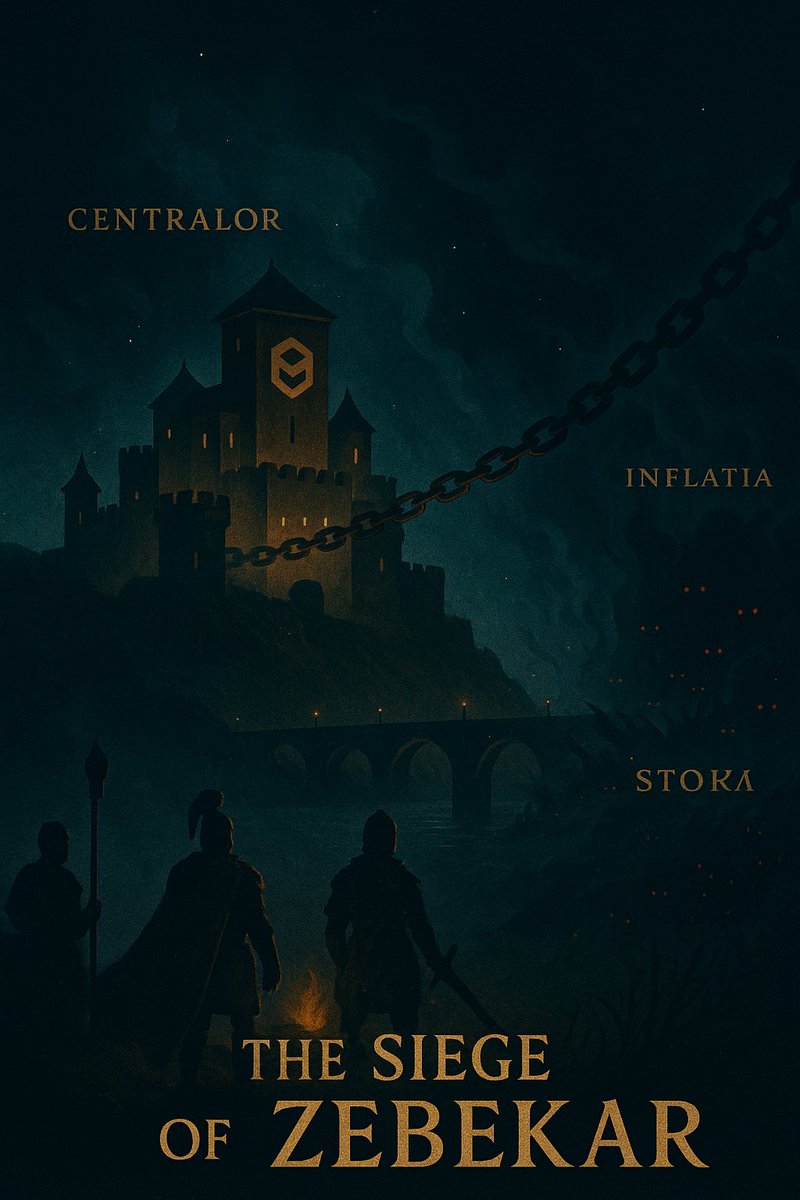 ⚡ Night fell upon Zebekar, but no rest came for the Guardians.
From the mists beyond the bridges, Centralor’s chains clinked like iron whispers. Inflatia’s breath swept the fields, a fever of greed and decay. The Meme Swarm flickered at the edges — a madness unbound.

🌠 Yet