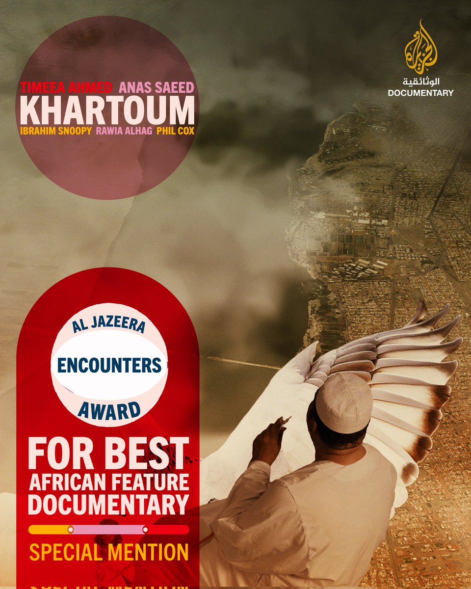 🏅 Special Mention – Khartoum
Encounters Al Jazeera Award for Best African Feature Documentary
By Ibrahim Snoopy Ahmad, Timeea Mohamed Ahmed, Rawia Alhag, Philip Cox &amp; Anas Saeed
Khartoum is a fearless, frontline portrait of a city in revolt.

#Encounters2025 #Sudan #DocForChange