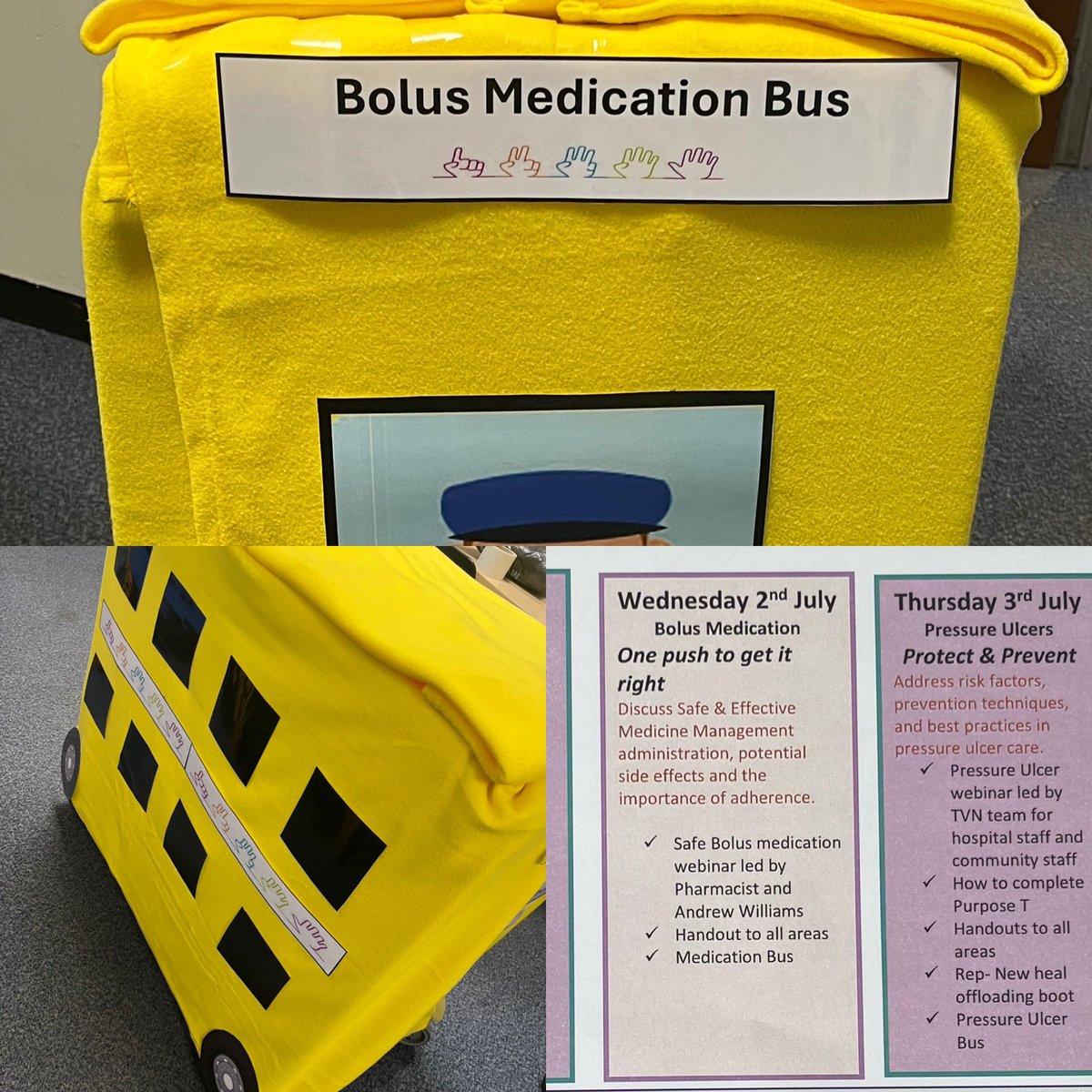 Day 3: 🚍 Toolbox training 
The #BolusMedication bus is out today, stopping at places to deliver training. There is also a competition 🎉🎉
🕛 Don’t miss today’s webinars:
🏥 Inpatient session at 12:00
🌍 Community session at 13:15
<a href="/StockportNHS/">Stockport NHS FT</a> <a href="/helshow1/">HH</a> <a href="/NicolaFirth6/">Nicola Firth</a>