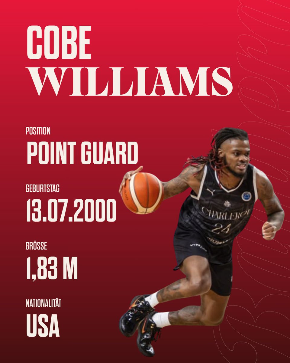 Unsere Geschicke wird in der kommenden Saison der US-Amerikaner Cobe Williams lenken. Der gebürtige Texaner ist 183 Zentimeter groß, 82 Kilogramm schwer und spielte in der abgelaufenen Saison in Belgien sowie in Polen.

🗞️zum Bericht: shorturl.at/C8lgJ

#FreakCity
📸 FIBA